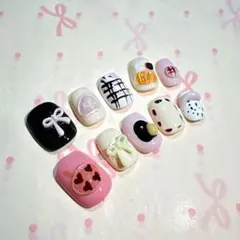 【現品】数量限定セール中 ネイルチップ つけ爪 量产型ワンホン风 韓国