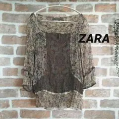 ZARA BASIC フラワープリント チュニック 七分袖のサムネイル