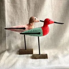 鳥の木製オブジェ2個セット　置き物　インテリア　北欧風