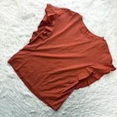 美品✨プラステ【M】ラッフルスリーブカットソー 半袖 綿100% オレンジ系のサムネイル