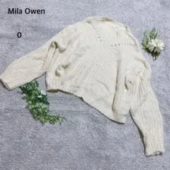 ミラオーウェン　ニット　セーター 長袖　リブ編み　モヘヤ混　ナチュラル　0