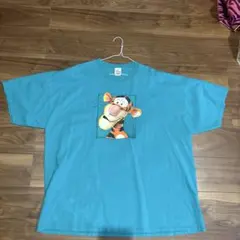 ティガー プリント Tシャツ ターコイズ　古着　ヴィンテージ　ディズニー