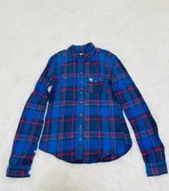 アバクロンビー&フィッチ チェックシャツ XS ブルー コットン[634]