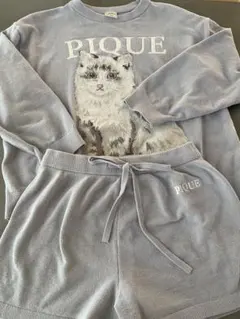 【ジェラートピケ】CAT ジャガードプルオーバー＆ショートパンツ ブルー