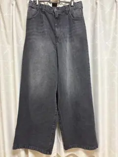 Cussil クシル　グレー デニム ワイドパンツ