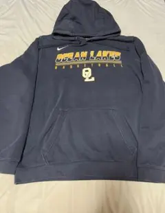 古着 NIKE ナイキ パーカー 刺繍ロゴ ネイビー