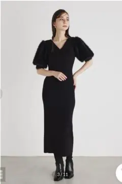 rienda ファースリーブニットワンピース