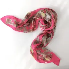 【スチーム除菌済】ペイズリープリーツロングスカーフ マゼンタピンク 160cm