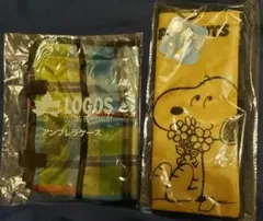 LOGOS チェック柄　傘ケース　スヌーピー　ペットボトルカバー
