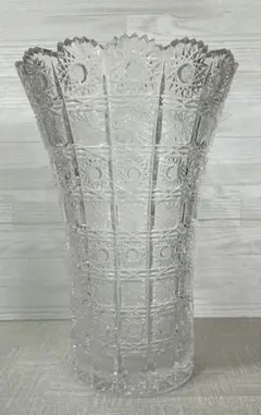 クリスタルガラス フラワーベースフレア型花瓶