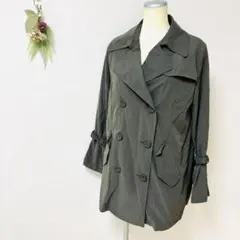【スタイルベーシック】ミドル丈トレンチコート　M　灰色グレー系　ライナー付き