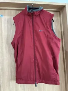 Nike ナイロンジップアップベスト 赤 グレー