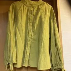 LLサイズ　マスタードの黄色のようなライムのような色　ブラウス　コットン100%
