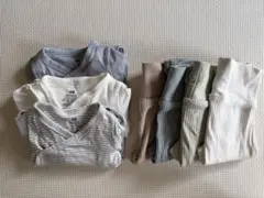 H&M ベビー 長袖ボディスーツ 3着、リブコットンパンツ 4着