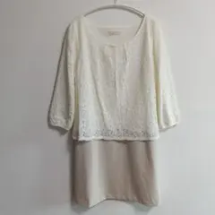 オンワード樫山 any sis ドッキングワンピース レース ベージュスカート