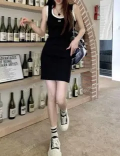 shein ノースリーブワンピース ミニワンピ　ニットワンピ