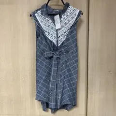 axes レース切替ノースリチュニ　羽織　チュニック　青　紺　ワンピースのサムネイル
