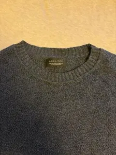 ZARA MAN クルーネックニット ネイビー M