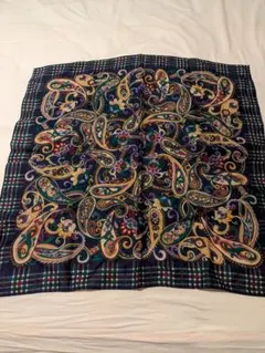 ペイズリー柄 スカーフ ネイビー マルチカラー