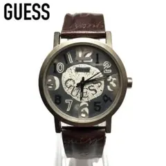 GUESS ゲス シルバー ブラウンレザーベルト メンズ 腕時計のサムネイル
