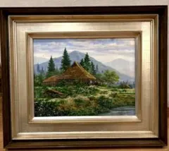 油彩風 風景画 田園風景 村落 春景 装饰画 額装 山村風景 #350 - メルカリ
