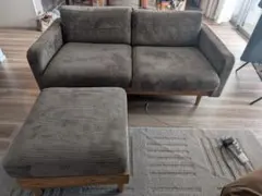 グレー コーデュロイ 2人掛けソファセット