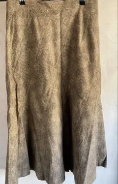 ブラウン系フレアスカート ウール混紡 ストライプ　サイズ13