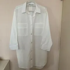 ZARA コットンロングシャツ　白　S