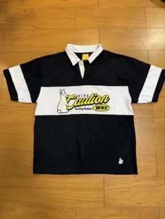 #FR2 ポロシャツ Caution 刺繍ロゴ ブラック ホワイトのサムネイル