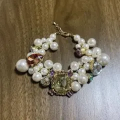 ビジューブレスレット パールとクリスタル