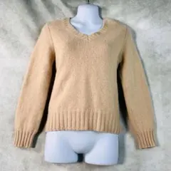 【極上の肌触り★バーバリーロンドン】Vネックニット カシミヤ100% ベージュM