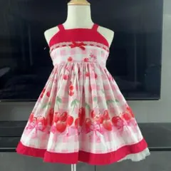 チェリー大柄全周プリントのワンピース 100cm~
