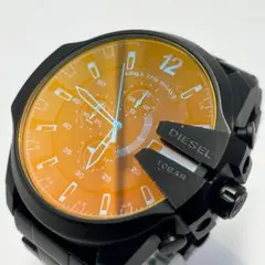 ジャンク品 極美品 DIESEL メガチーフ DZ4318 ブラック×オレンジ