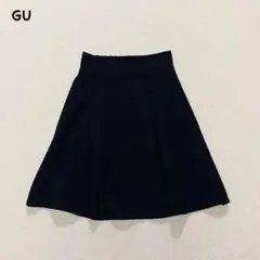 t2266 【ジーユー】　バックギャザーフレアスカート M 黒　カジュアル