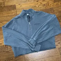 しまむら ロゴ入り ハーフジップ クロップド トレーナー L