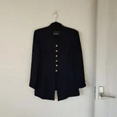 ネイビー ノーカラージャケット レトロ ゴールドボタン 9号