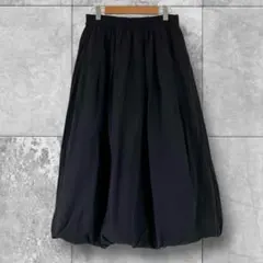 ジーユー GU バブルヘムミディスカート ロング バルーン ウエストゴム 黒 L