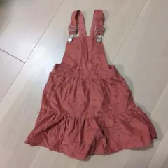 オレンジ花柄サロペットワンピース
