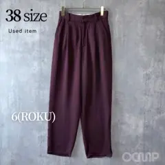 6(ROKU) ビューティ&ユース タックツイルパンツ バーガンディ　38
