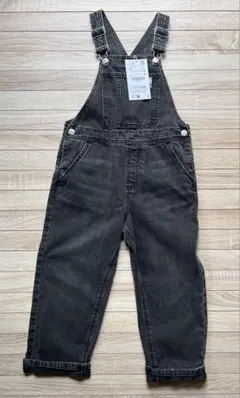 【新品】 ZARA ブラック デニム オーバーオール 116cm