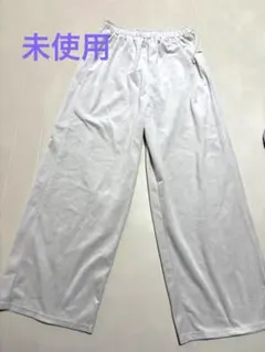 新品　コーデュロイ風　リブ　ワイドパンツ M ホワイト