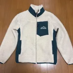 フリースジャケット アイボリー/ダークグリーン