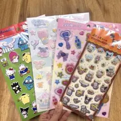 ４枚セット サンリオ ゆめかわ 宝石風 ぷくっと シール 立体