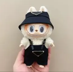 LABUBU ラブブ （バケットハット＆オーバーオール／ブラックコーデュロイ風