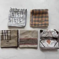 ブランドハンカチ5枚セット バーバリー他（F103）