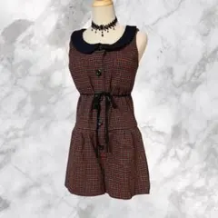 ジルスチュアート オールインワン ノースリーブ 付け衿 千鳥格子柄