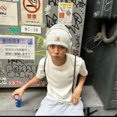 かつきくん着用風　Carhartt グレー ビーニー