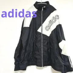 ★ヴィンテージ アディダスadidas 国旗タグ 刺繍ロゴナイロンジャケットXL