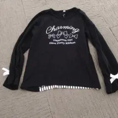 リボン付き長袖カットソー 黒　130cm