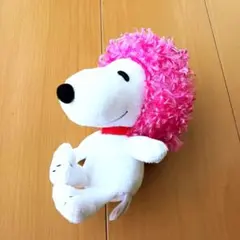 スヌーピー ぬいぐるみ ピンクアフロ　チェーン付き 約20cm